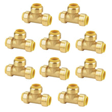 1/2 x 1/2 x 1/2 Inch Push To Connect Fitting Tee for PEX, Copper, CPVC Pipe, Brass Plumbing Fitting with Stiffener, No Lead